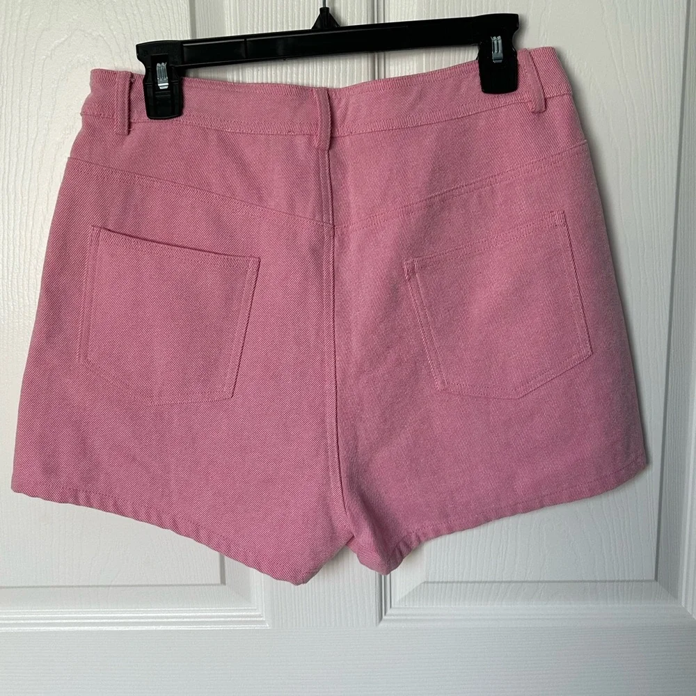 Cloud Ten High Rise Buttonfly Pink & White Pinstriped Denim Short Size L NWT - Picture 3 of 9